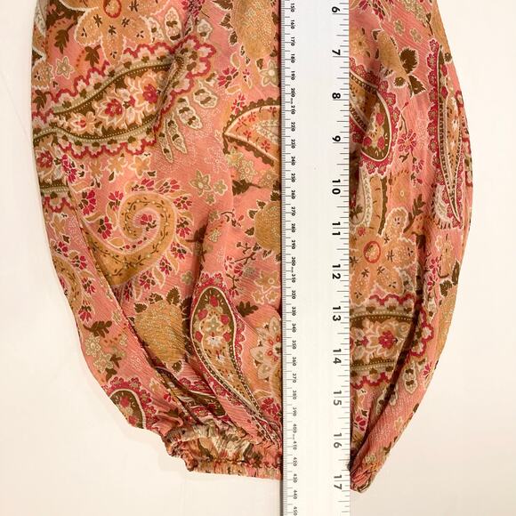 NWOT SUNDANCE Top Women M Silk Chiffon Paisley Floral Ruffle Pink Balloon Sleeve - Picture 10 of 10